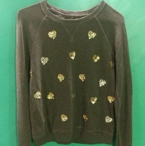 Abercrombie & Fitch Sequin Heart Crew Neck